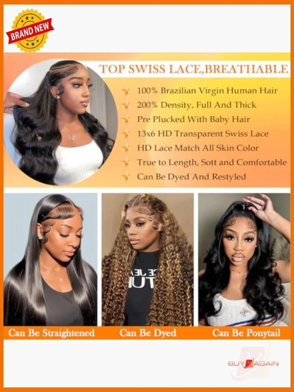 30 Inch Body Wave Lace Front Wig 13x6 HD Human Hair Pre-Plucked 200 Density